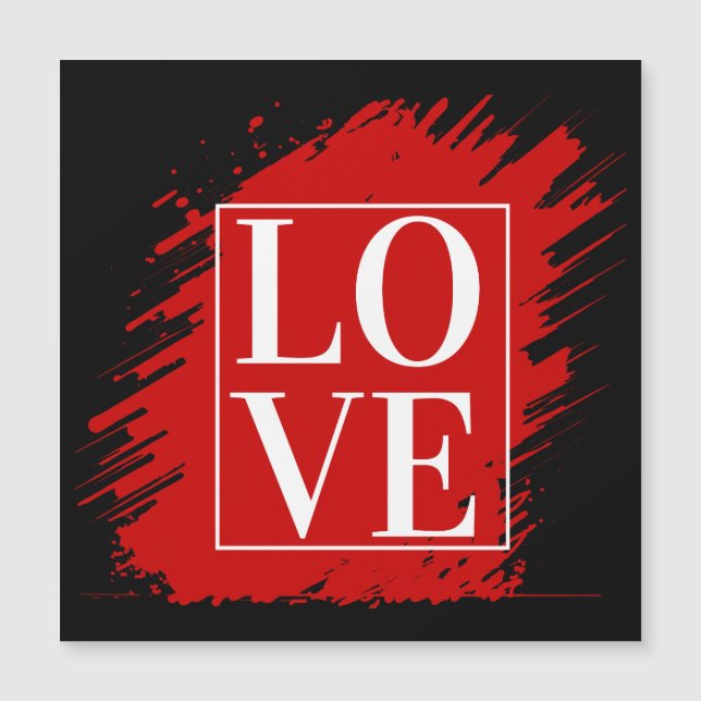 LIEBE WHITE TYPOGRAPHY RED ART MAGNETKARTE (Vorderseite)