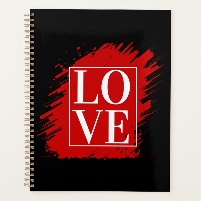 LIEBE WHITE TYPOGRAPHY RED ART PLANER (Vorderseite)