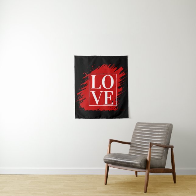 LIEBE WHITE TYPOGRAPHY RED ART WANDTEPPICH (Beispiel)