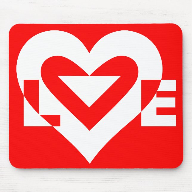 Liebe White über Rot Mousepad (Vorne)