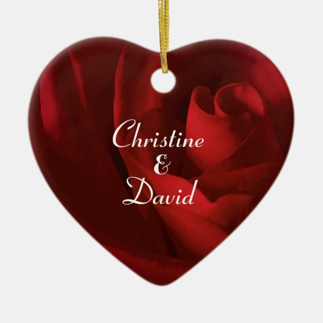 Liebe Wie eine Rote Rose Personalisiert Keramik Ornament (Vorne)