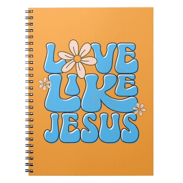 Liebe wie Jesus, Blue Retro Daisy Niedlich Christl Notizblock (Vorderseite)