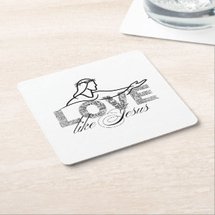 Liebe wie Jesus Christliche Typografie-Design Rechteckiger Pappuntersetzer