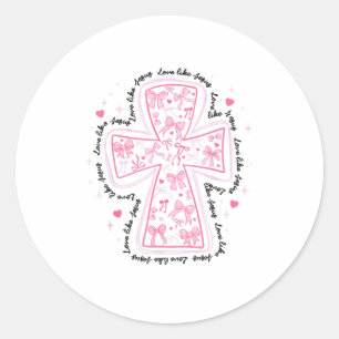 Liebe wie Jesus Coquette Herzkreuz Christliches Va Runder Aufkleber