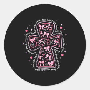 Liebe wie Jesus Kokette Herz Kreuz Christliches Va Runder Aufkleber