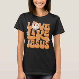 Liebe wie Jesus, Orange Retro glückliche Gesicht C T-Shirt