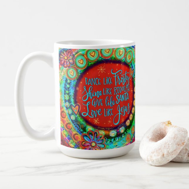 Liebe wie Jesus Rotes Weihnachtsfest Kaffeetasse (Mit Donut)