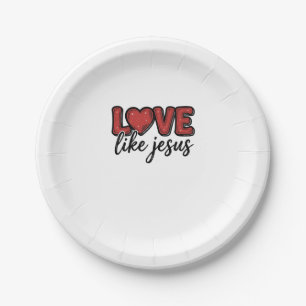 Liebe wie Jesus Vintage-Christliches-Shirt-Design_ Pappteller