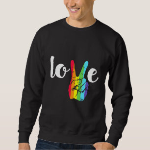 Liebe Win Rainbow Peace Sign Lesbian Gay Lgbtq Fla Sweatshirt