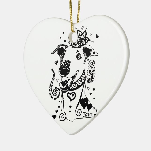 Liebe-Windhunde Keramik Ornament (Links)