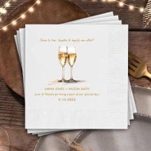 Liebe Wine Glasses Wedding Napkins
