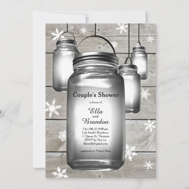 Liebe Winter Barn Weddings Coupons Dusche Einladun Einladung (Vorderseite)