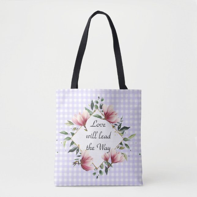 Liebe wird die Lila Gingham Fashon Tasche führen (Vorderseite)