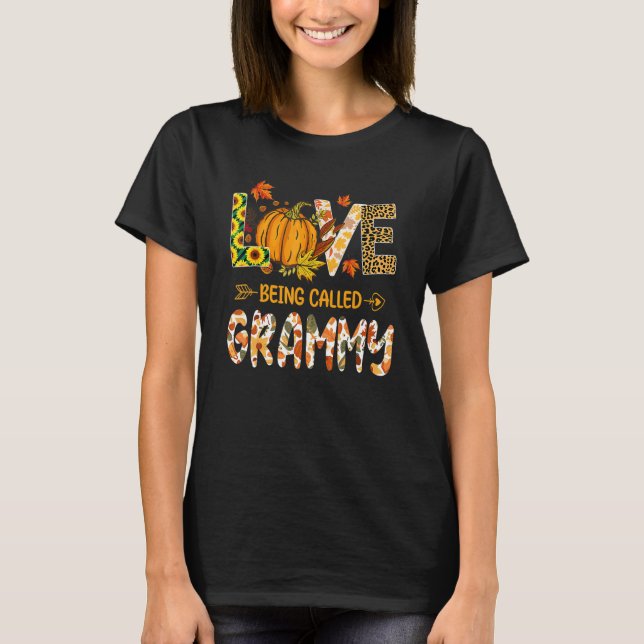 Liebe wird Grammy Pumpkin Herbstlaub genannt Danke T-Shirt (Vorderseite)