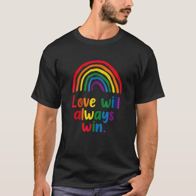 Liebe wird immer Pride Rainbow-Kind LGBT gewinnen T-Shirt (Vorderseite)