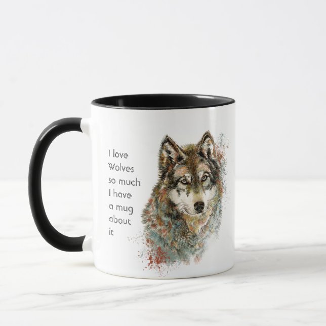 Liebe Wolves Hunde so viel Spaß Quote Tasse (Links)