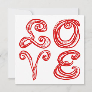 LIEBE Word Art Stoff Schrift Rot Buchstaben Karte