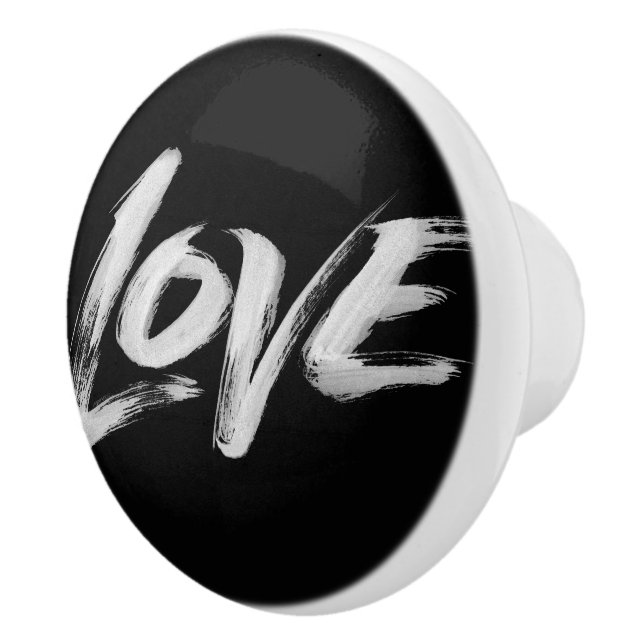 LIEBE Word Calligraphie Elegantes Schreiben Schwar Keramikknauf (Rechts)