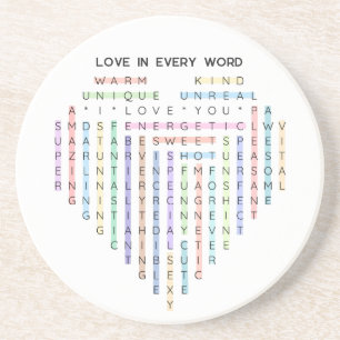 Liebe Word Quest - Heart Puzzle - Ich Liebe Sie Getränkeuntersetzer