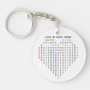 Liebe Word Quest - Heart Puzzle - Ich Liebe Sie Schlüsselanhänger