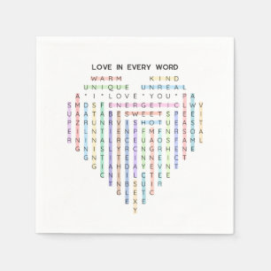 Liebe Word Quest - Heart Puzzle - Ich Liebe Sie Serviette