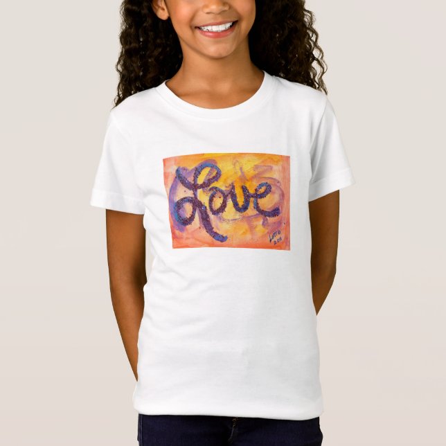 Liebe Word Sunset Golden Glow Glitzer T - Shirt (Vorderseite)