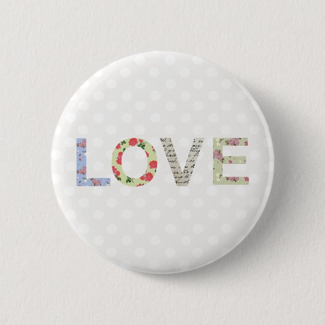 Liebe Wort Art Button Abzeichen (Vorderseite)