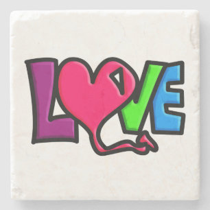 Liebe Wort Kunst Typografie Steinuntersetzer