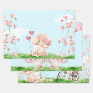 Liebe-Wrapping-Papier-Flachfolien-Set von 3 Geschenkpapier Set