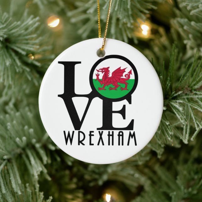 LIEBE Wrexham Wales Keramik Ornament (Baum)