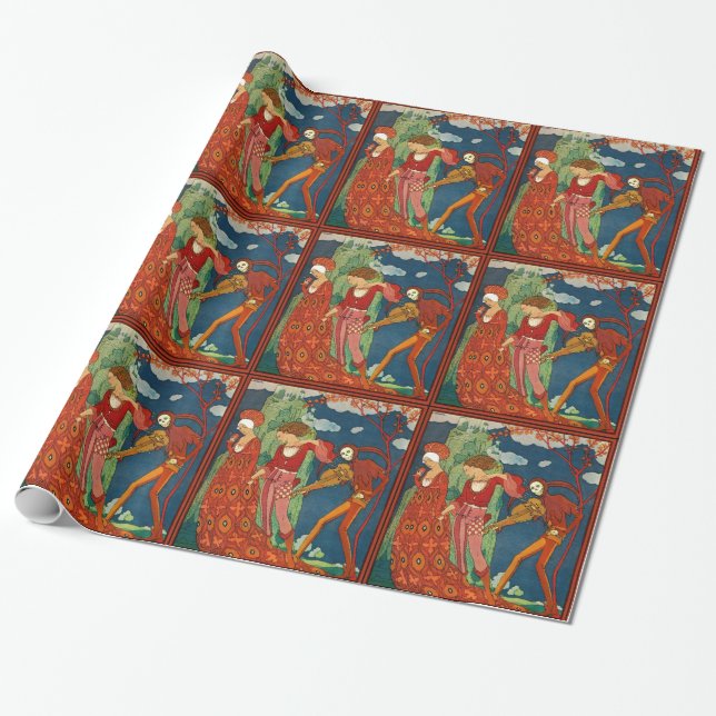 LIEBE, WUNSCH UND TOD Art Deco Geschenkpapier (Ungerollt)