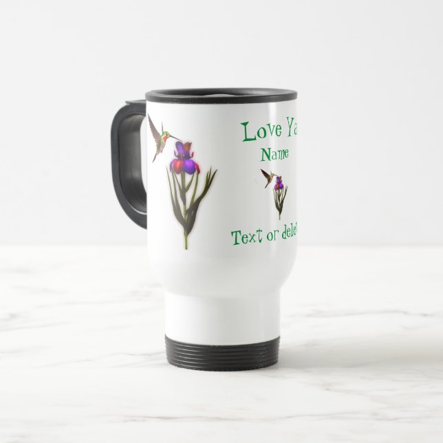 Liebe Ya Hummingbird Iris Personalisiert Reisebecher (Vorderseite Links)