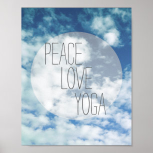 Liebe-Yoga-Plakattext auf blauem Himmel Poster