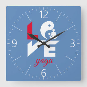 Liebe-Yoga Quadratische Wanduhr