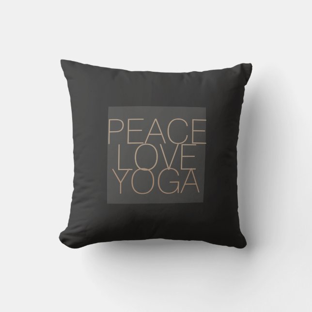 Liebe Yoga Zitat Kissen auf grau (Vorderseite)