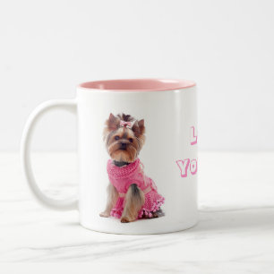 Liebe Yorkie Yorkshire Terrier Welpe Doppy Coffee  Zweifarbige Tasse
