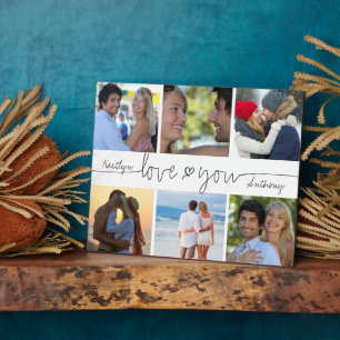 LIEBE YOU 6 Foto Collage Handgeschriebenes Herz Fotoplatte