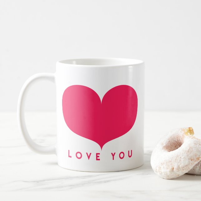 Liebe You - Big Pink Heart Tasse (Mit Donut)