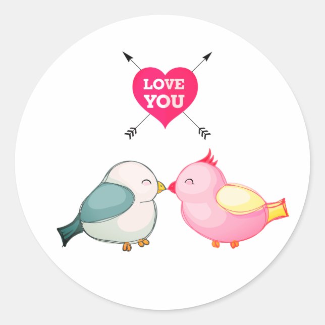 Liebe You Blue Birds Aufkleber (Vorderseite)