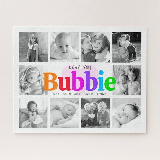 Liebe You Bubbie Rainbow 10 Foto Collage Modern (Horizontal)