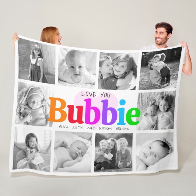 Liebe You Bubbie Rainbow 10 Foto Collage Modern Fleecedecke (Beispiel)