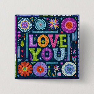 Liebe You, buntes Vintages Design, Button