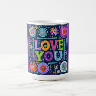 Liebe You, buntes Vintages Design, Kaffeetasse