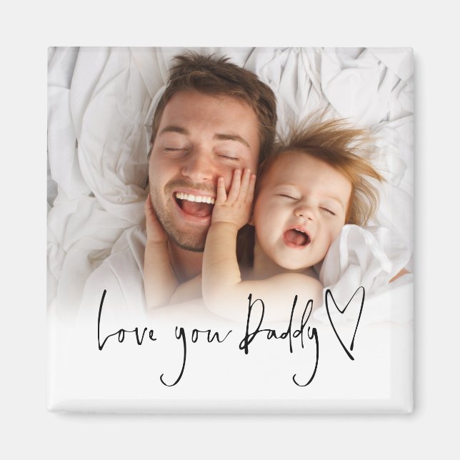 Liebe You Daddy Foto Overlay Script Heart Magnet (Vorne)