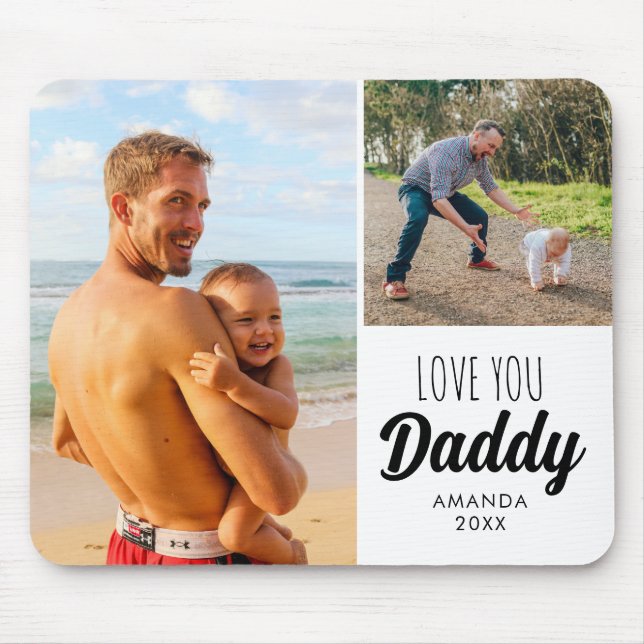 Liebe You Daddy | Vater Custom Zwei Fotos Mousepad (Vorne)