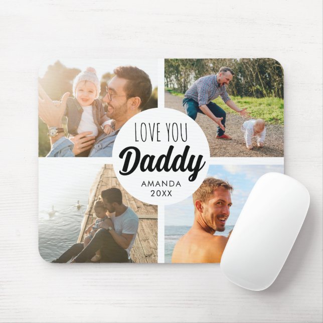 Liebe You Daddy | Vater Foto Grid Mousepad (Mit Mouse)