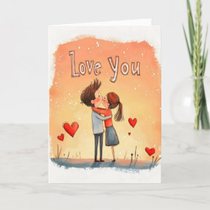 Liebe You Funny Cartoon Couple Feiertagskarte