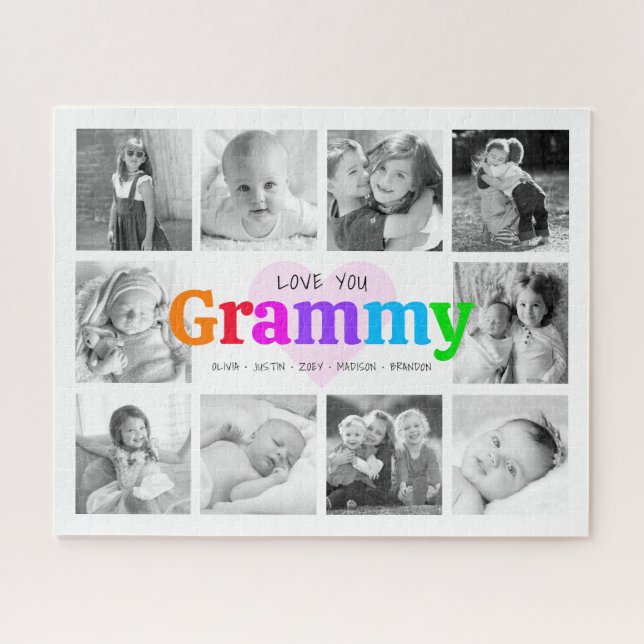 Liebe You Grammy Colorful Modern 10 Foto Collage (Horizontal)