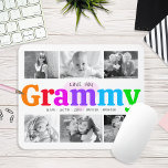 Liebe You Grammy Colorful Regenbogen 6 FotoCollage Mousepad<br><div class="desc">"Liebe, du Grammy." Sie liebt jede Minute mit ihren Enkelkindern. Ein spielerisches, skurriles, stilvolles visuelle mit bunten Regenbogenfarben, kühlem Typografie und handgeschriebener schwarzer Typografie überlagert ein weiches, hellrosa Herz und einen weißen Hintergrund. Fügen Sie 6 hochgeschätzte Fotos Ihrer Wahl hinzu und passen Sie die Namen und die Botschaft an, für...</div>