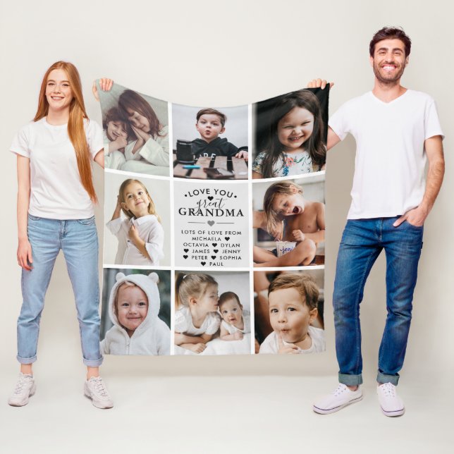 Liebe You Great Oma/Nana/Granny/Other 8-Foto Fleecedecke (Beispiel)